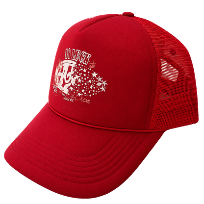 HUSTLER TRUCKER HAT [RED & BLACK]